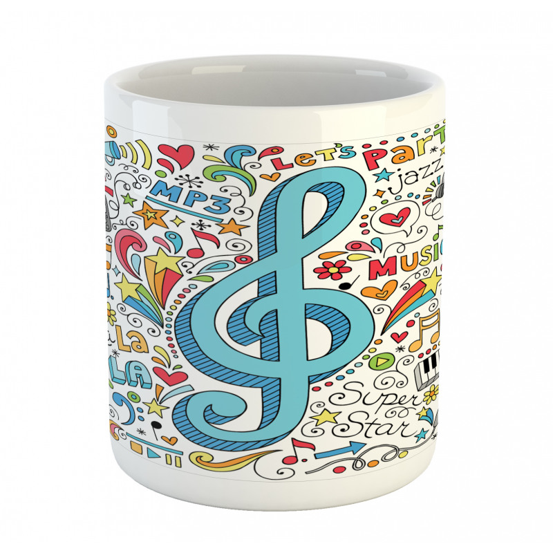 Big Clef with Doodles Around Mug