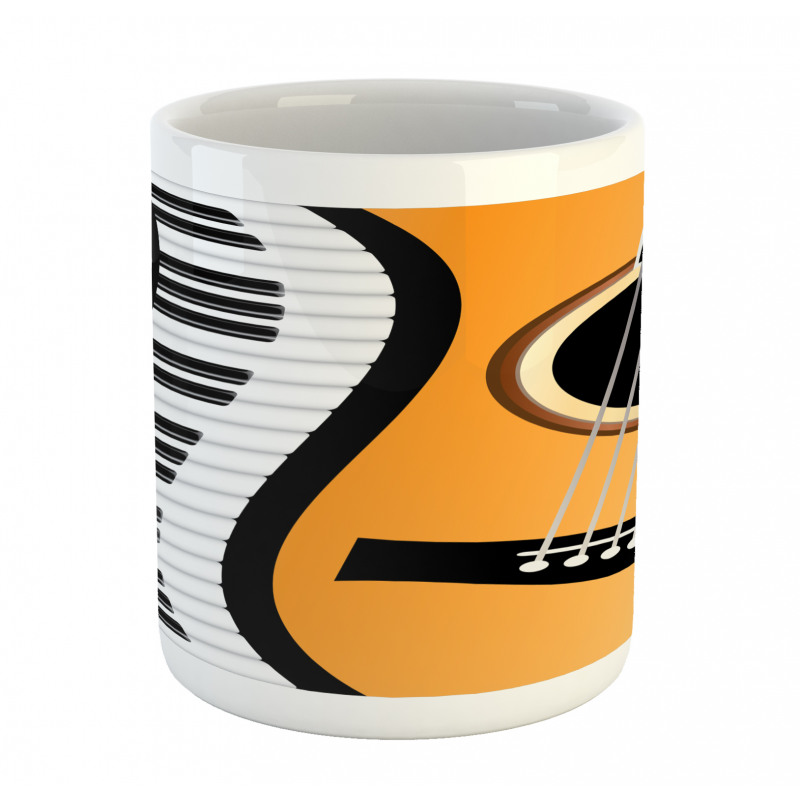 Piano Keys Wave and Guitar Mug