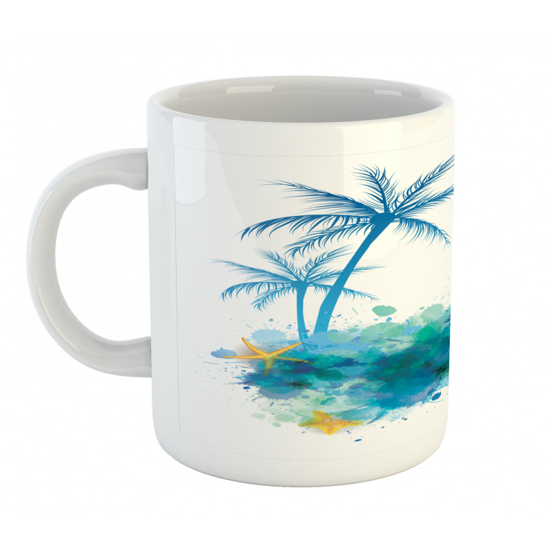 Seashells Blue Palm Art Mug