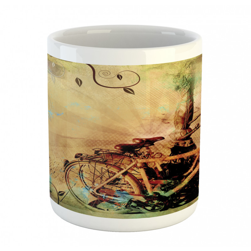 Bikes in Street Floral Mug