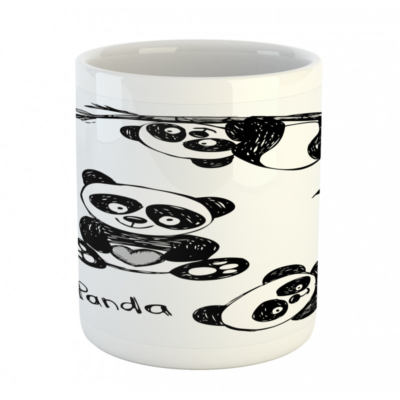 Hand Drawn Panda Poses Mug