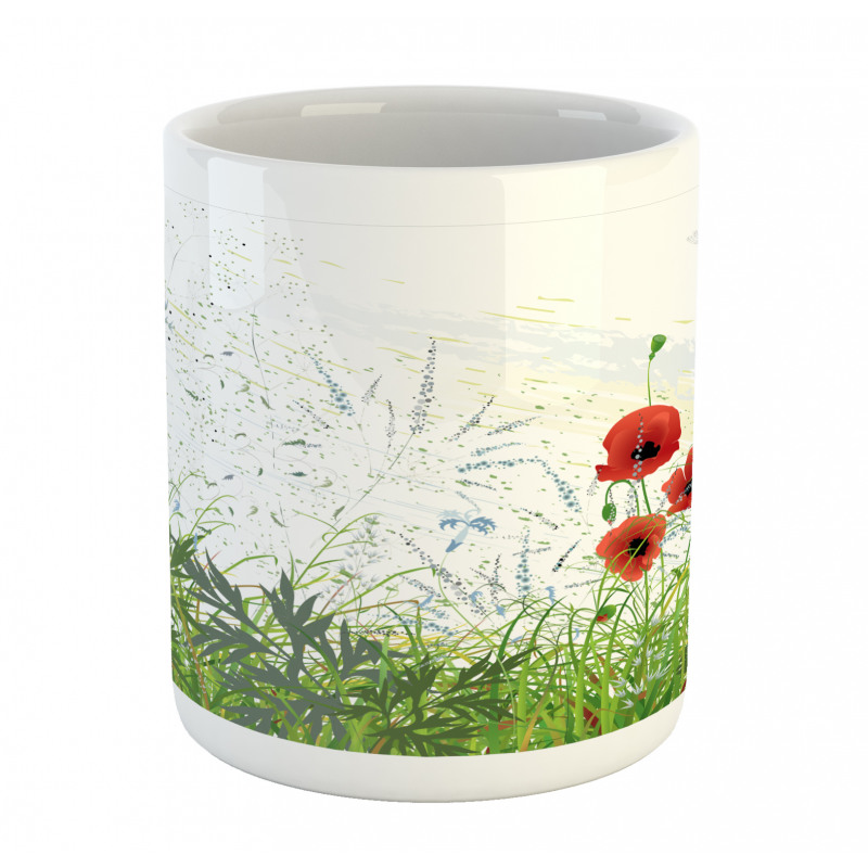 Red Poppies Dragonfly Mug