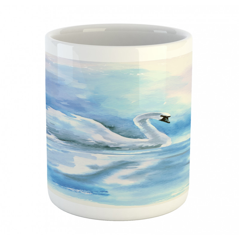 Swan in Hazy River Art Mug