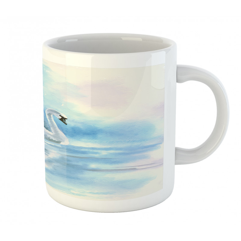 Swan in Hazy River Art Mug