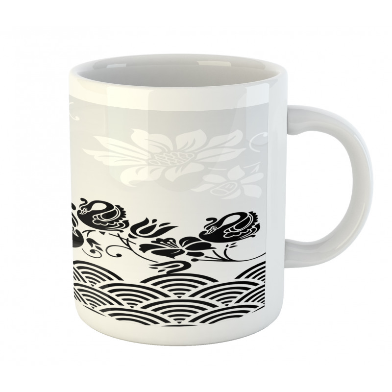 Black Swans and Flowers Mug