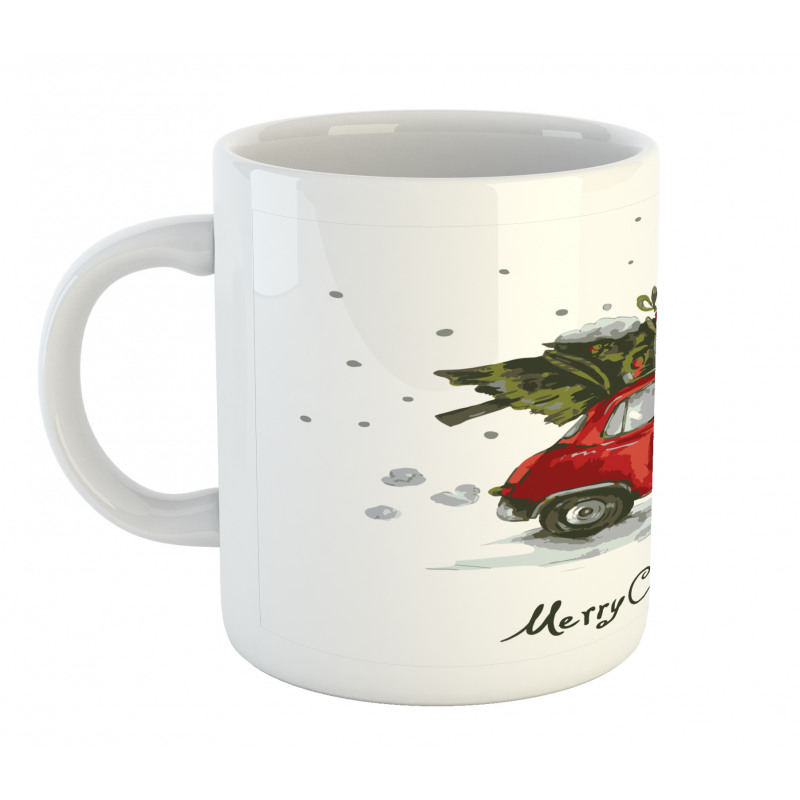 Retro Car with Tree Mug