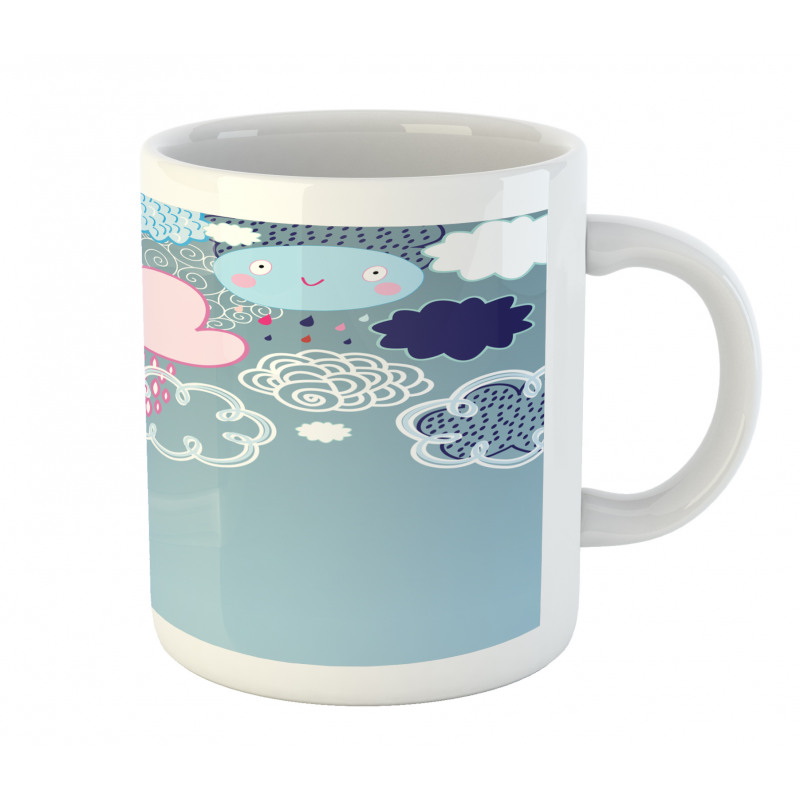 Cartoon Rain Smiley Faces Mug