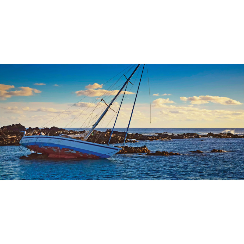 Yacht on Rocks Harbor Mug