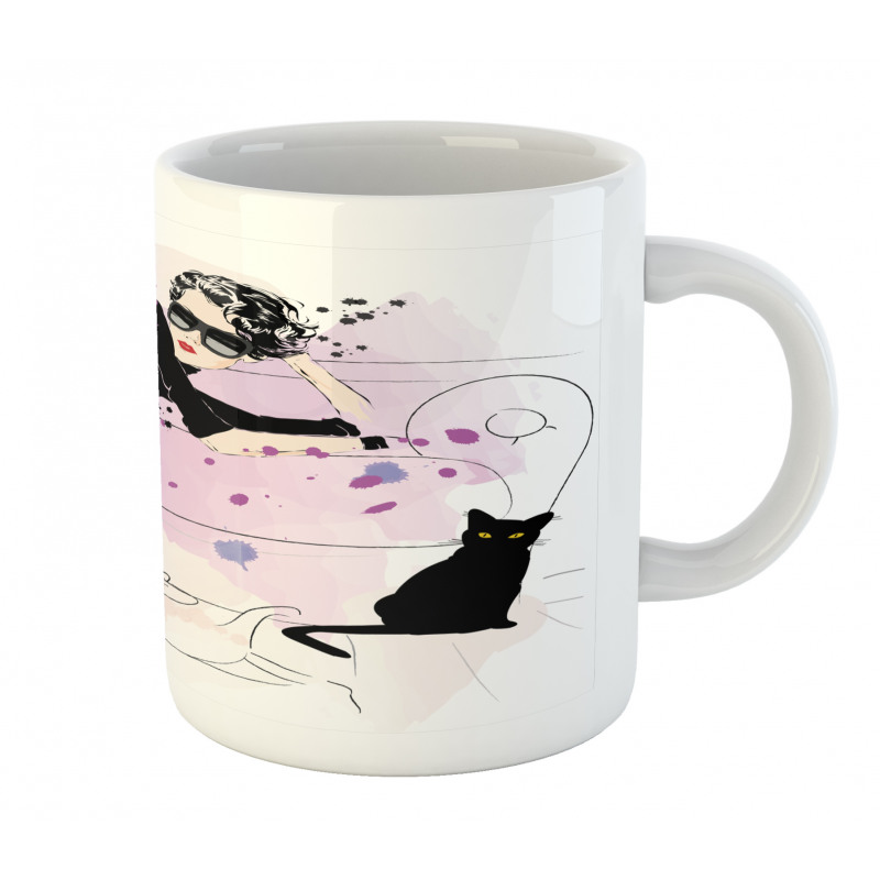 Girl and Cat Mug