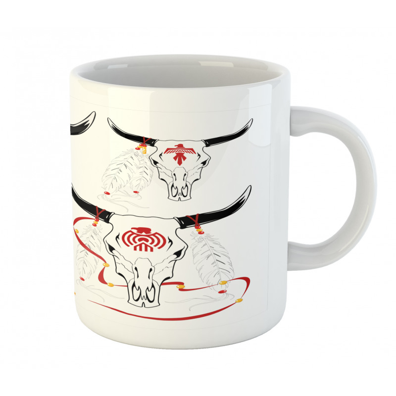 Bulls Head with Feather Mug