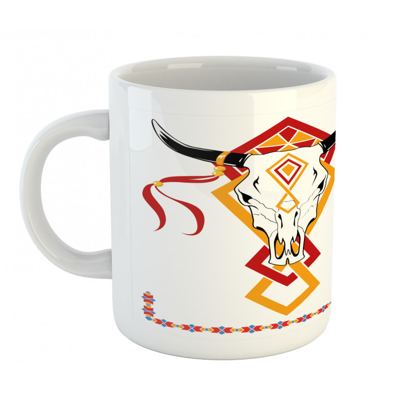 Bulls Head with Feather Mug