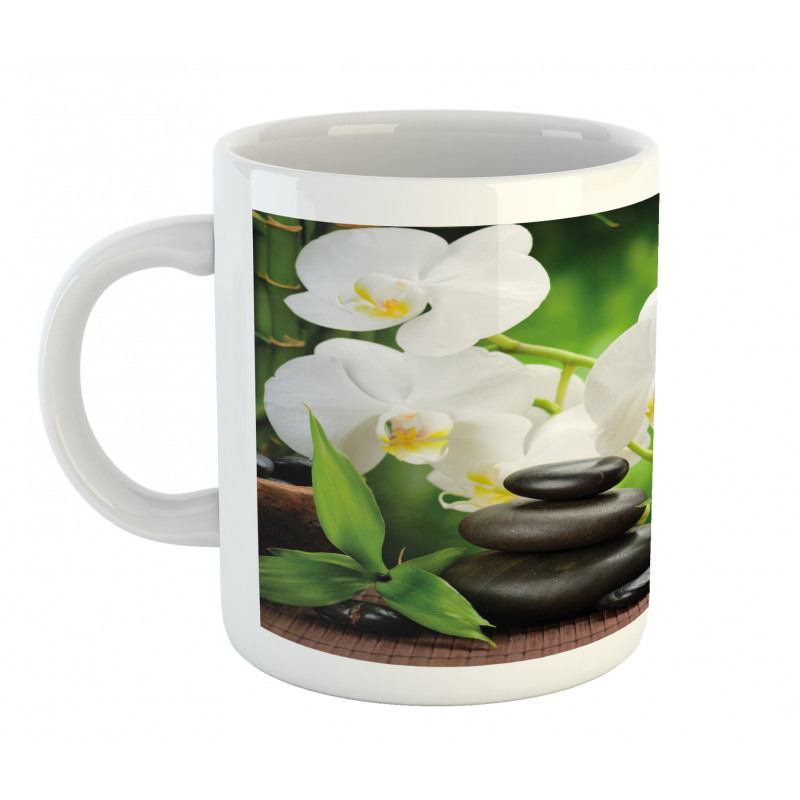 Romantic Zen Stone Orchids Mug