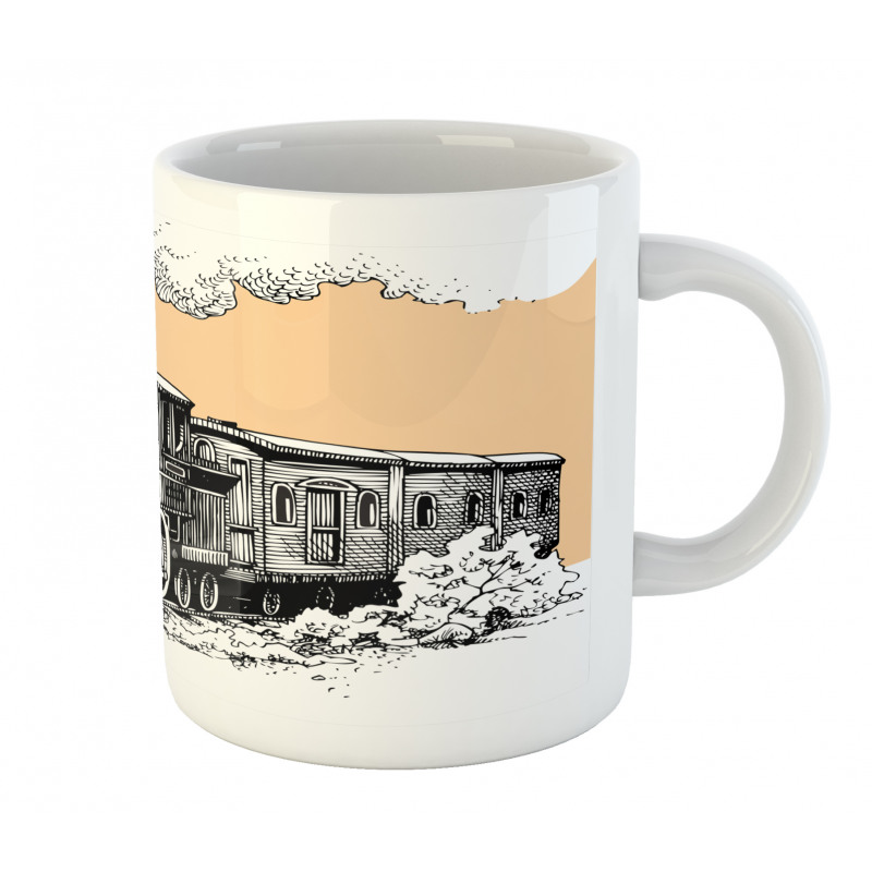 Old Wooden Train Mug