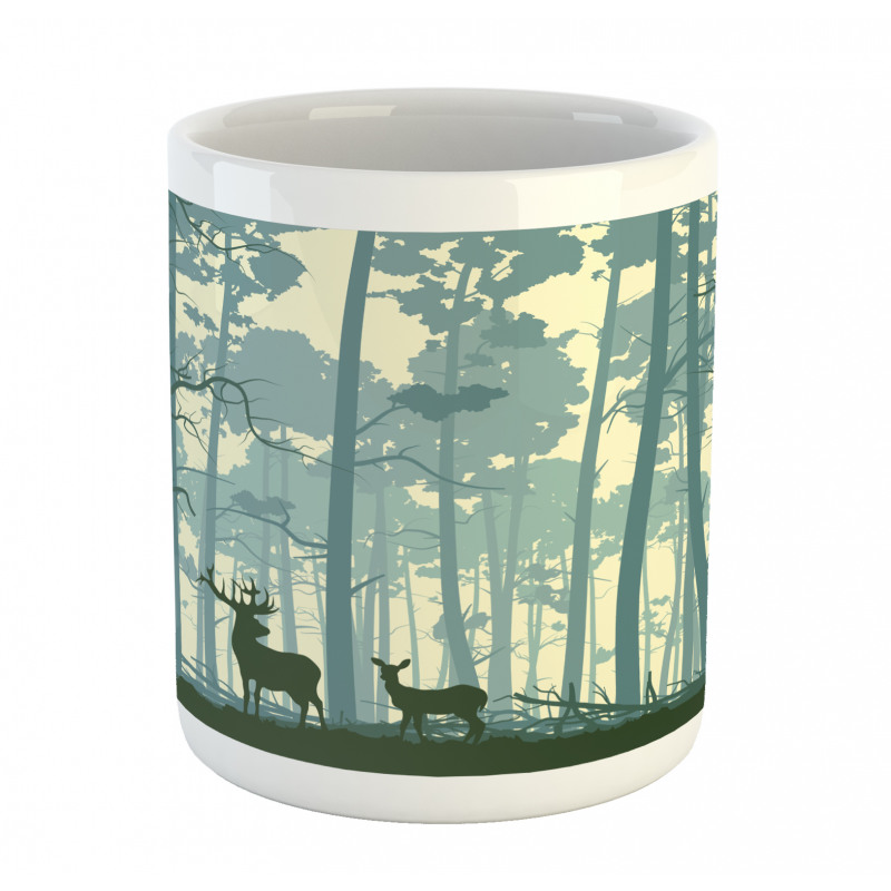 Animals in Foggy Forest Mug