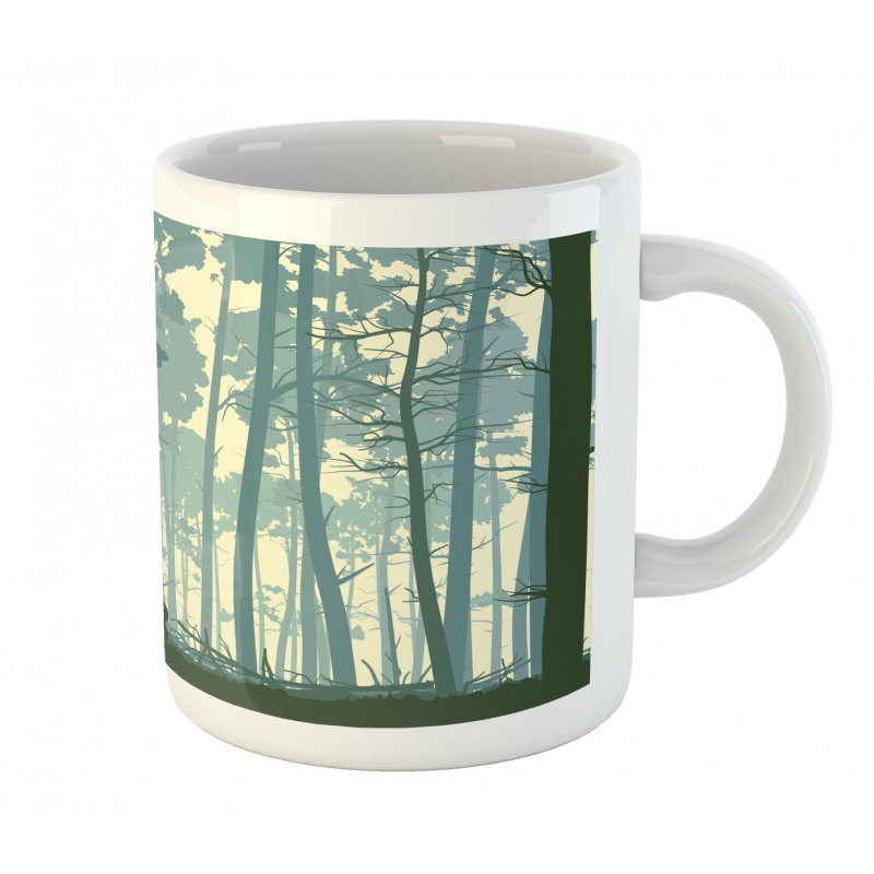 Animals in Foggy Forest Mug