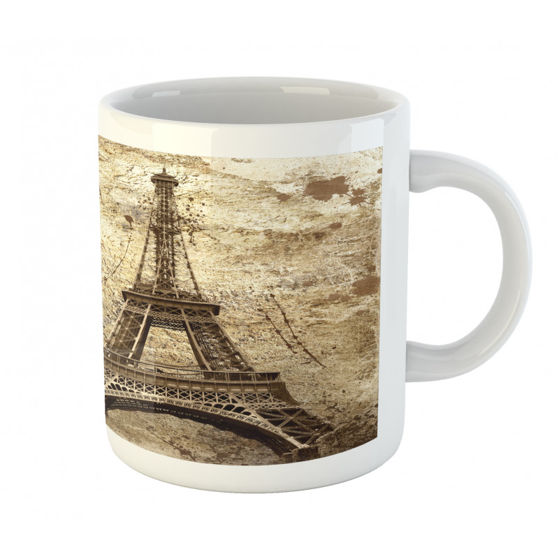 Eiffel Tower on Grunge Wall Mug