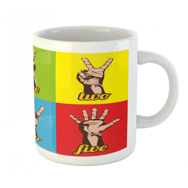 Colored Number Hands Mug