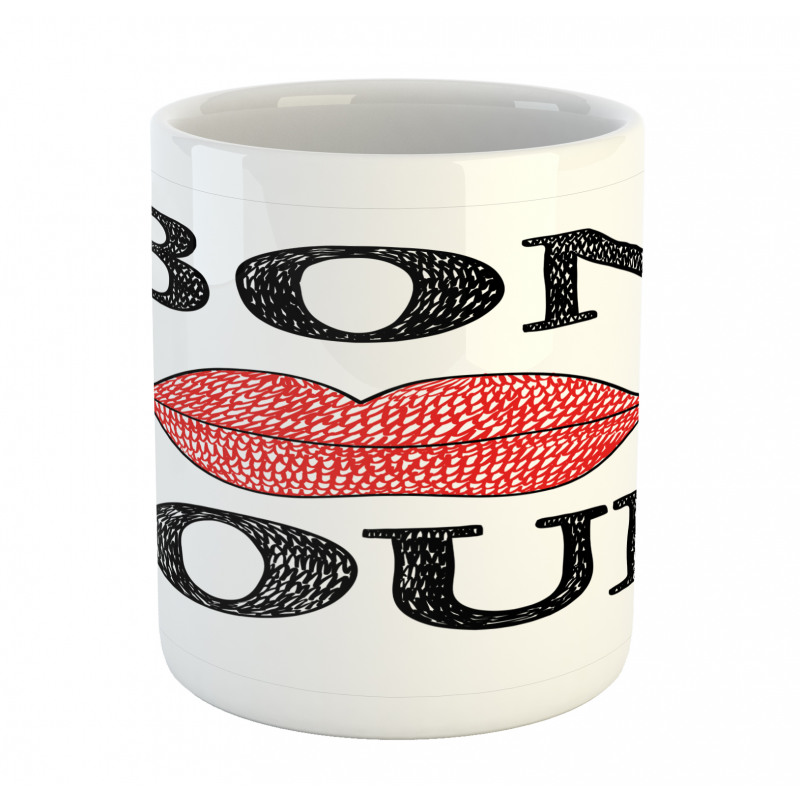 Vintage Bon Jour Words Mug