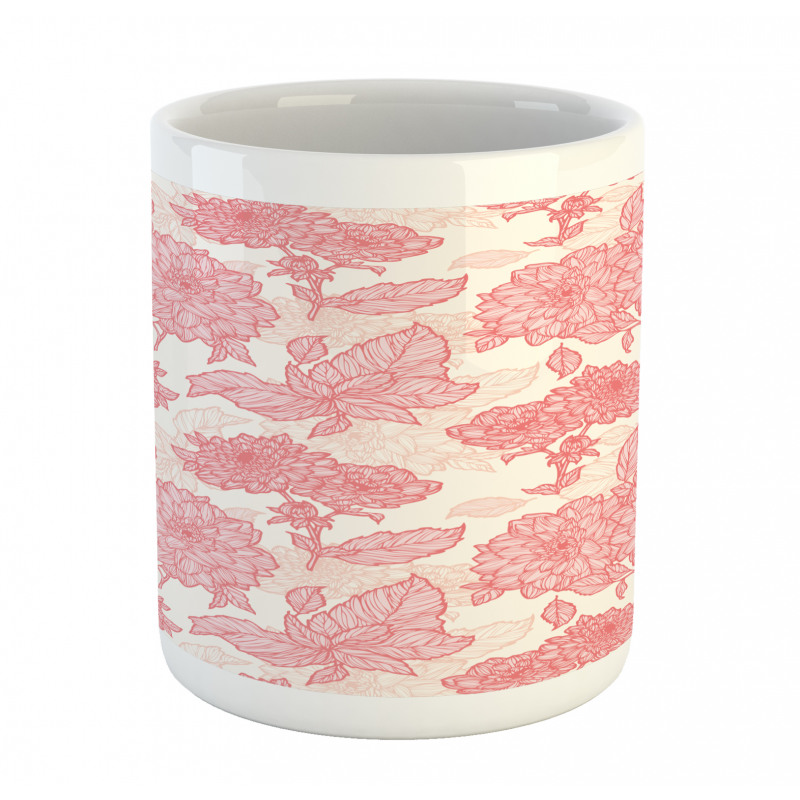 Pink Flowers and Leaves Mug