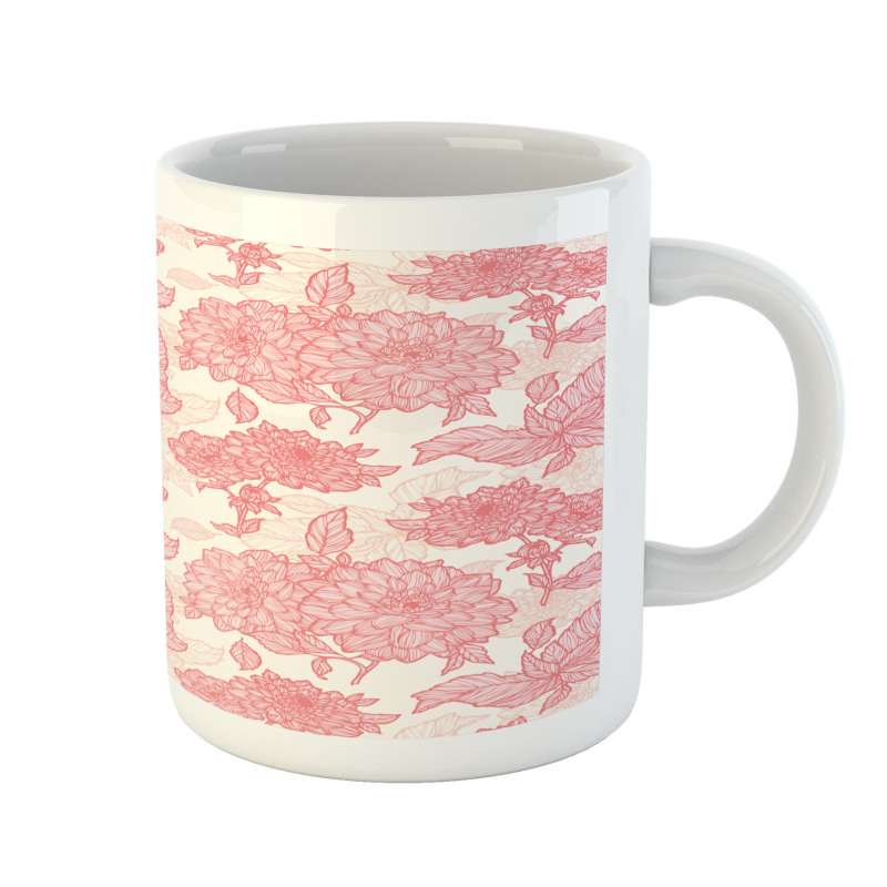 Pink Flowers and Leaves Mug