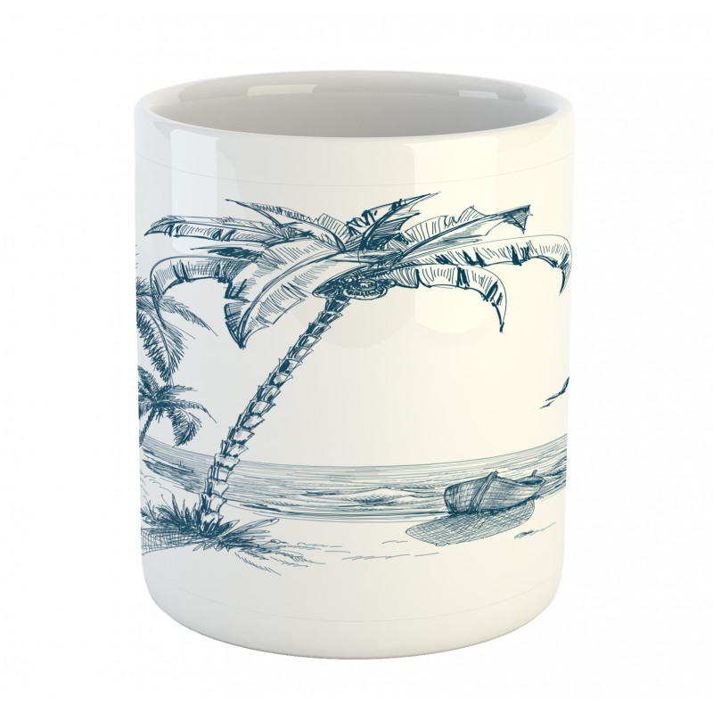 Palm Tree Boat Sketch Mug