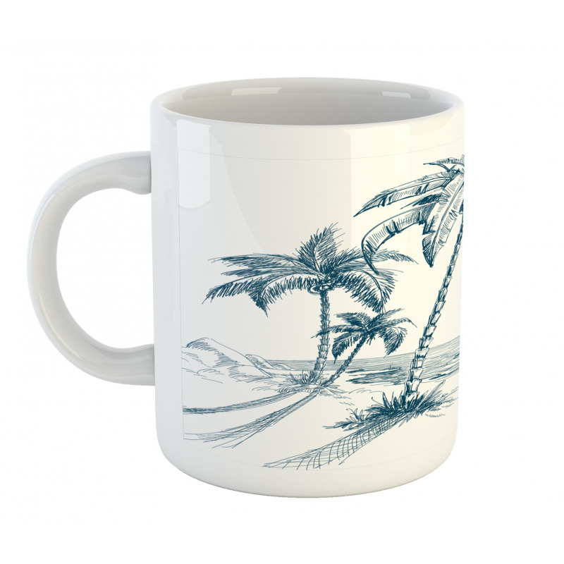 Palm Tree Boat Sketch Mug