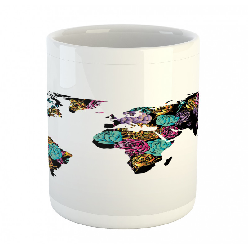 World Map Flowers Mug