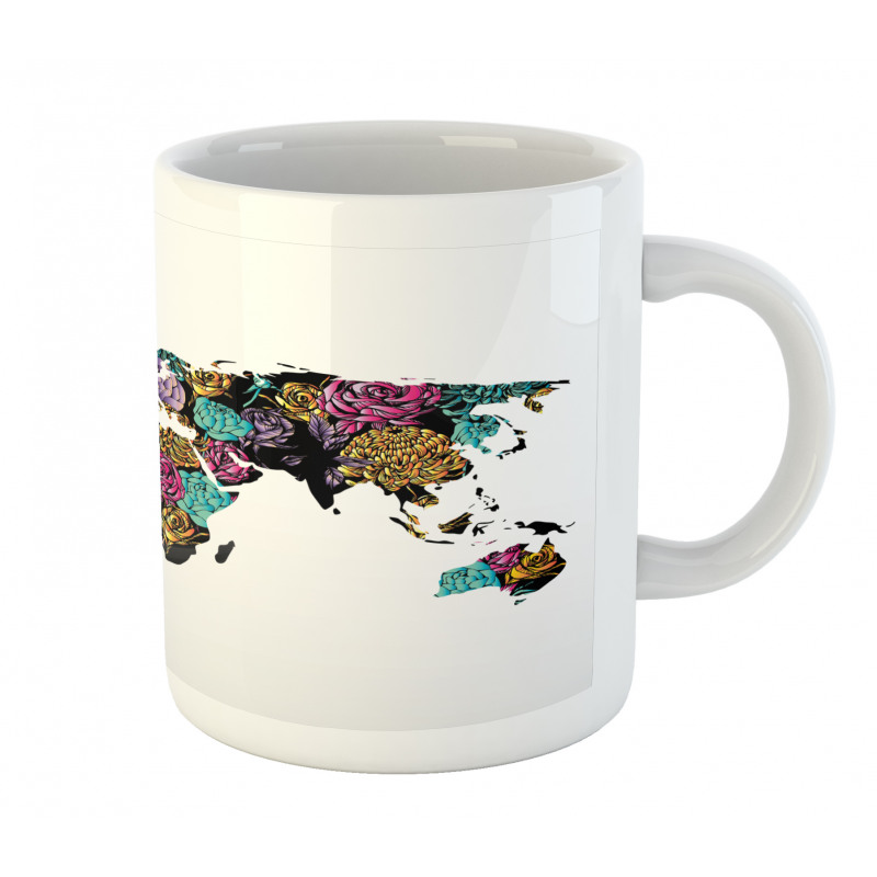 World Map Flowers Mug