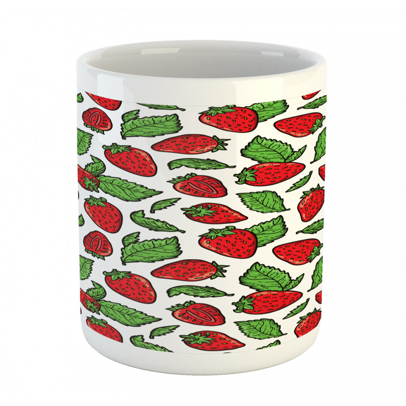 Juicy Strawberries Leaves Mug