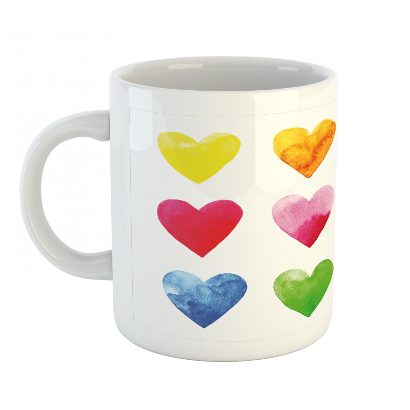 Rainbow Colors Hearts Mug