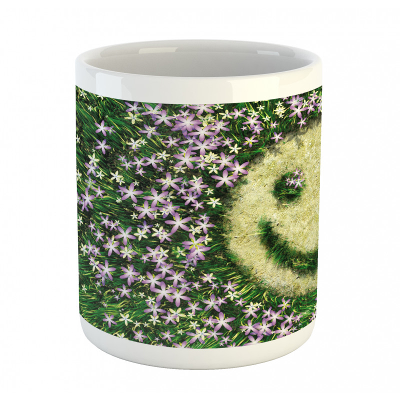 Smiley Emoticon on Grass Mug