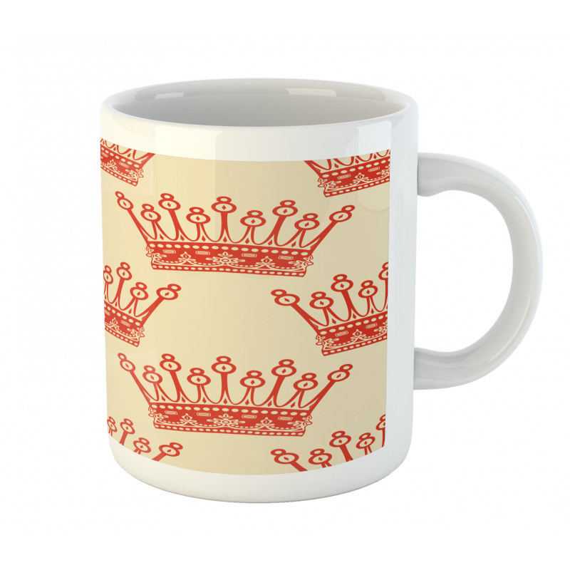 Vintage Red Crown Pattern Mug