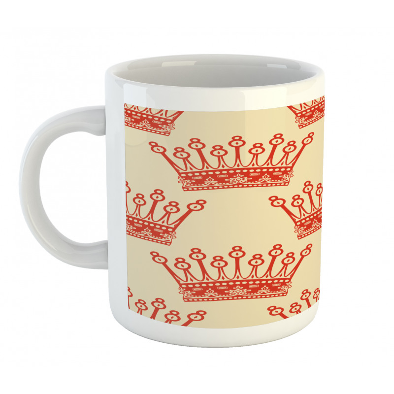 Vintage Red Crown Pattern Mug