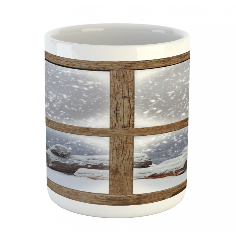 Rustic Snowy Woodsy Frame Mug