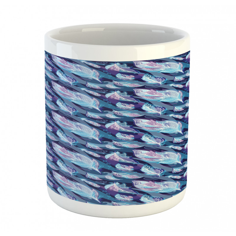 Feather and Wavy Design Mug