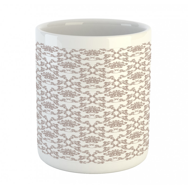 Taupe Colored Damask Mug