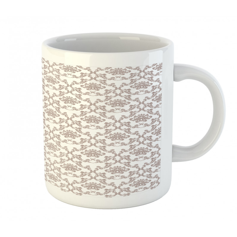 Taupe Colored Damask Mug