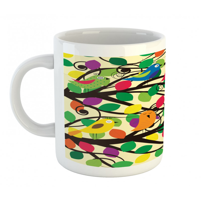 Happy Birds Colorful Tree Mug