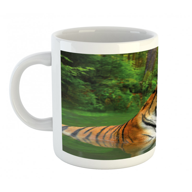 Siberian Wild Cat in Lake Mug