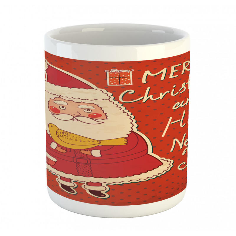 Santa and Yellow Bird Mug