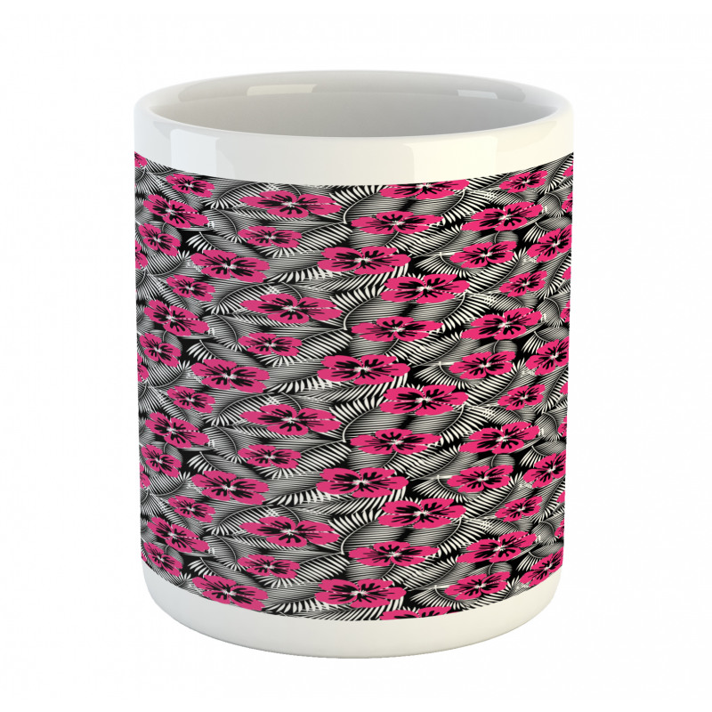 Pink Hibiscus Modern Leaf Mug