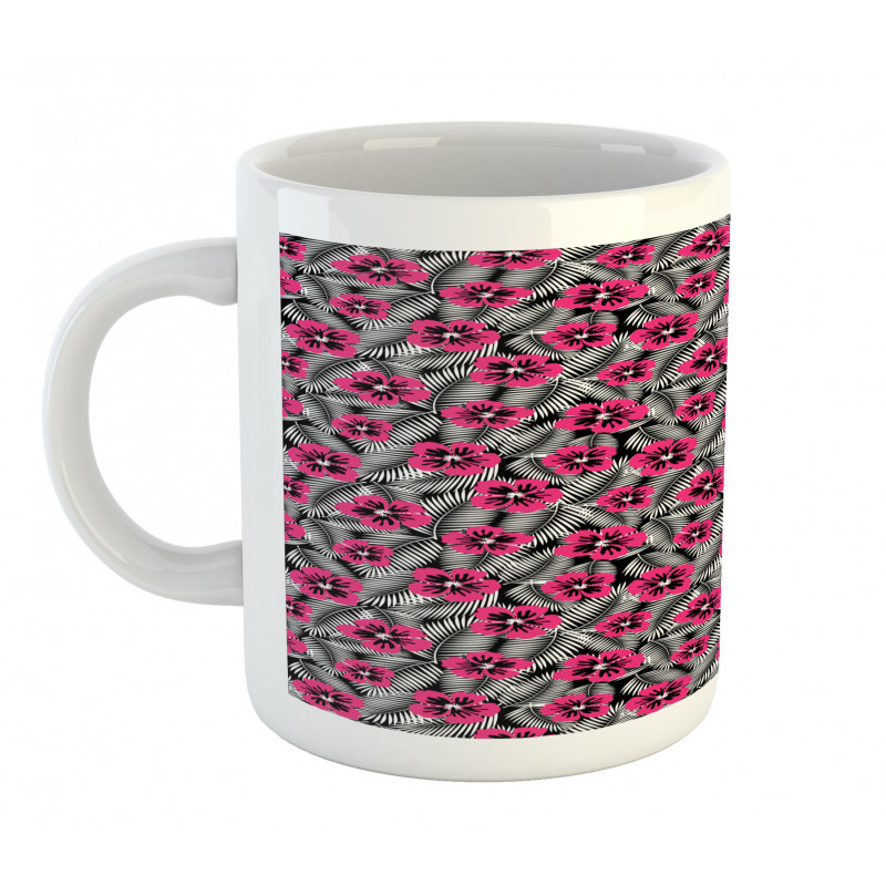 Pink Hibiscus Modern Leaf Mug