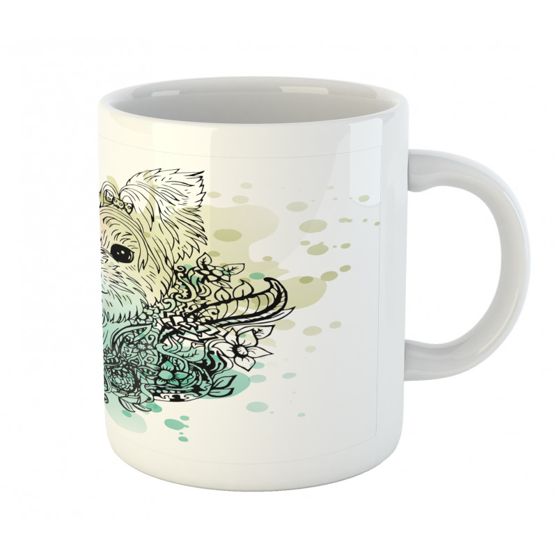 Dog Sketch Flowers Mug