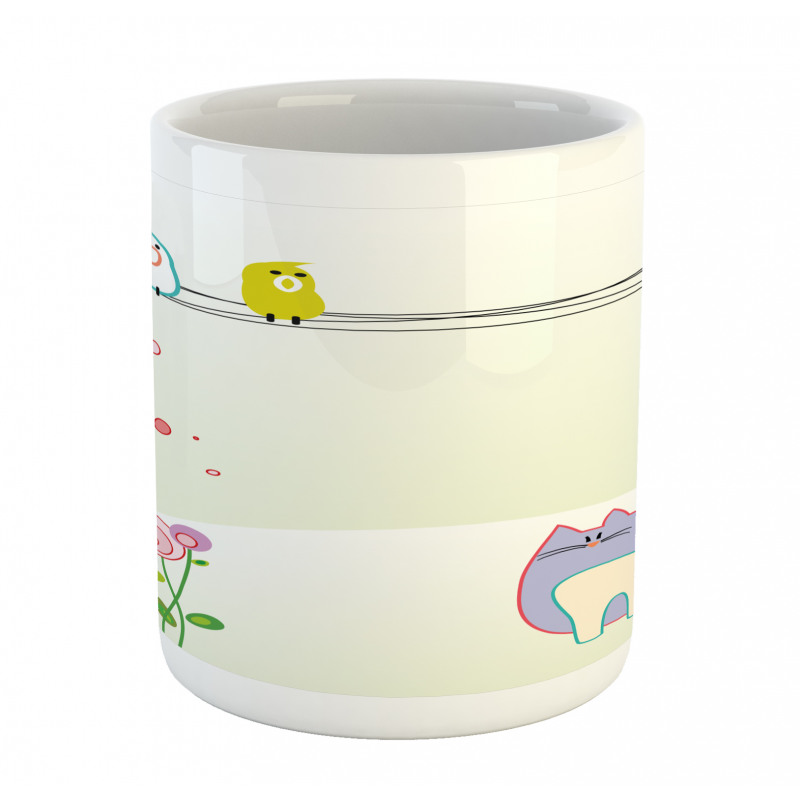 Bird Cat Flowers Mug