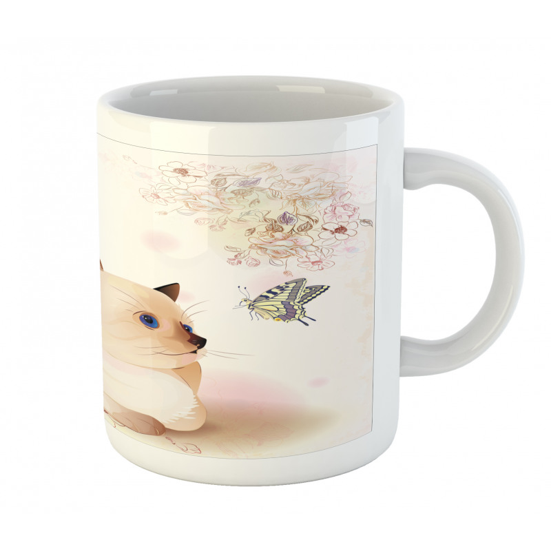 Pastel Kitty and Butterflies Mug