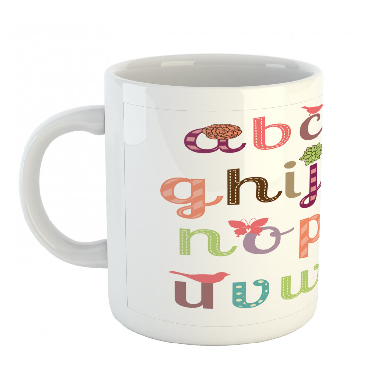 Girly Feminine Alphabet Mug