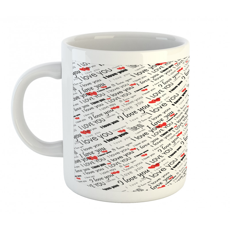 Romance Words Hearts Mug