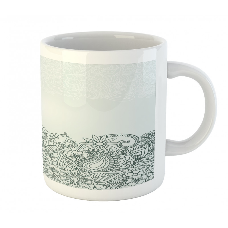 Outline Wildflowers and Leaves Mug