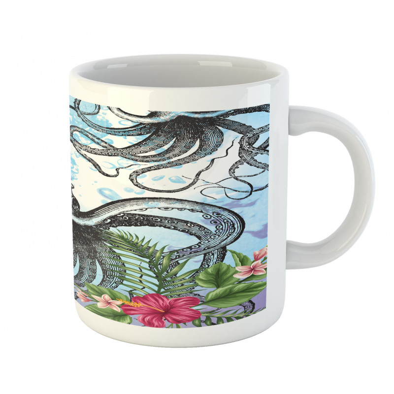 Tropic Hibiscus and Octopus Mug