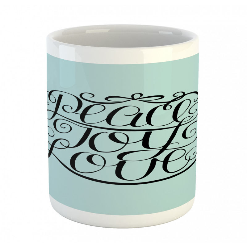 Peace Love Joy Lettering Mug